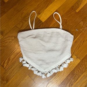 SHEIN Cream White Bandanna Crochet Style Crop Top Size Small